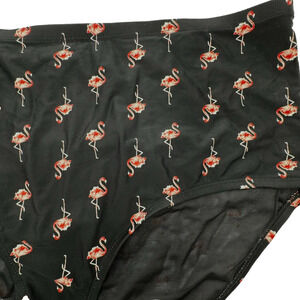 CACIQUE Women's Size 20 Black Pink Flamingo Print Swim Briefs High‎ Rise Bottoms